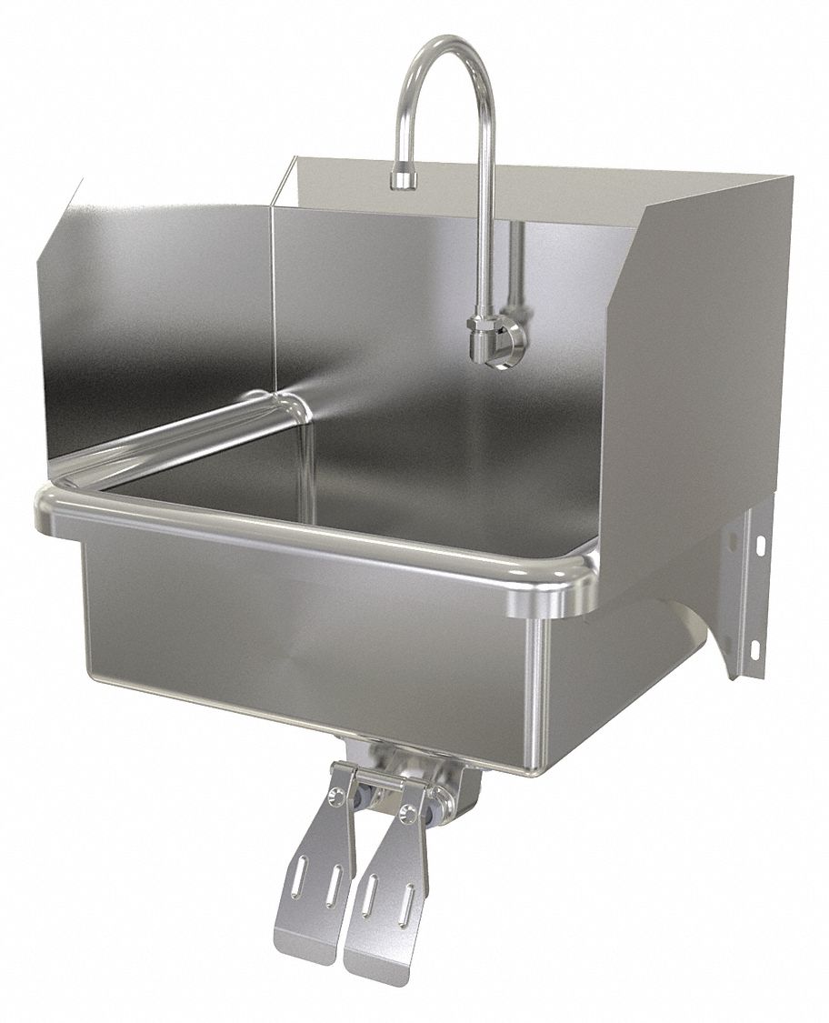 Hand Sink: 1 Stations, 7 in Bowl Dp, 17 in Bowl Lg, 14 in Bowl Wd, Faucet Included, 16 ga