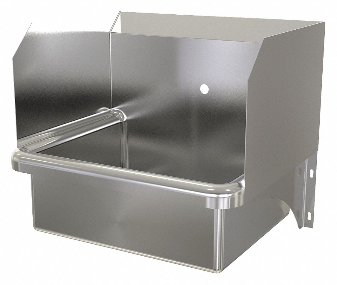 Hand Sink: 1 Stations, 7 in Bowl Dp, 17 in Bowl Lg, 14 in Bowl Wd, Faucet Not Included