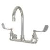 Gooseneck-Spout Dual-Wristblade-Handle Two-Hole Widespread Wall-Mount Service Sink Faucets
