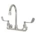 Gooseneck-Spout Dual-Wristblade-Handle Two-Hole Widespread Wall-Mount Service Sink Faucets
