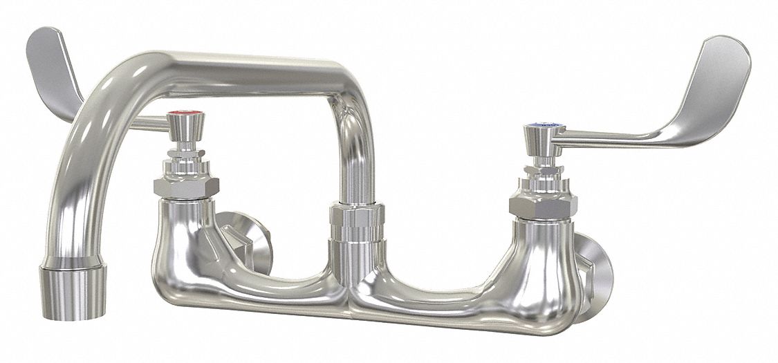 Low Arc Service Sink Faucet: Wall, Centerset, Cast Brass, Chrome, 0.5 gpm Flow Rate