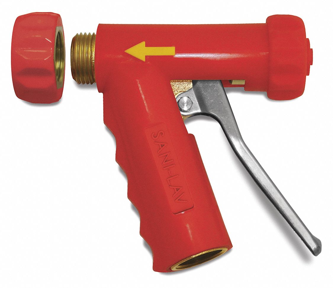 Spray Nozzle: 3/4 in Connection Size, FGHT, Brass/Stainless Steel, 5 1/4 in Overall Lg, Red