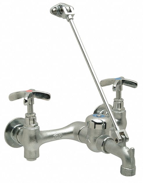 STRAIGHT SERVICE SINK FAUCET: ZURN, CHROME FINISH, 6 GPM FLOW RATE