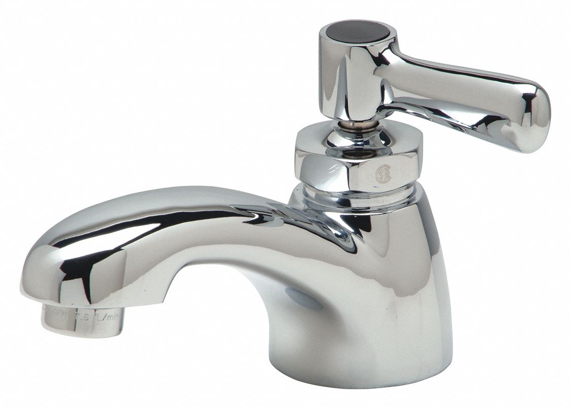 ZURN Chrome, Straight, Bathroom Sink Faucet, Manual Faucet Activation
