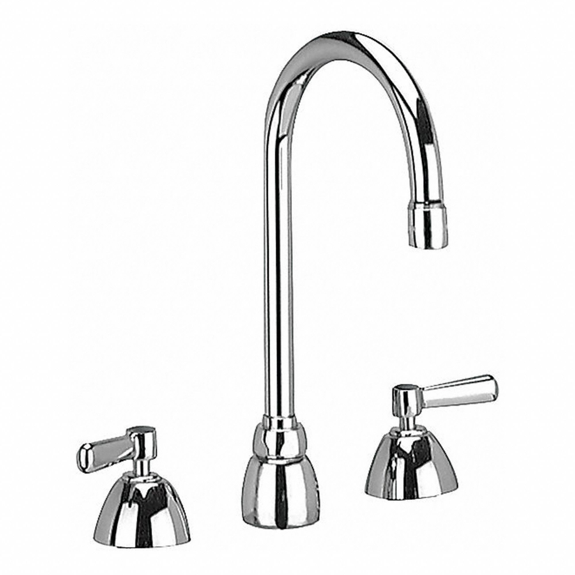 Gooseneck Kitchen Faucet: AquaSpec®, Cast Brass, Widespread, Deck, 3 Mounting Holes, 2 Handles