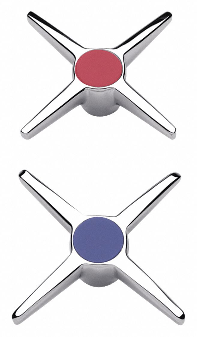 Handle: Zurn, For AquaSpec® Series, Cross Handle, Use with Hot/Cold Water Temp, Brass, 1 PR