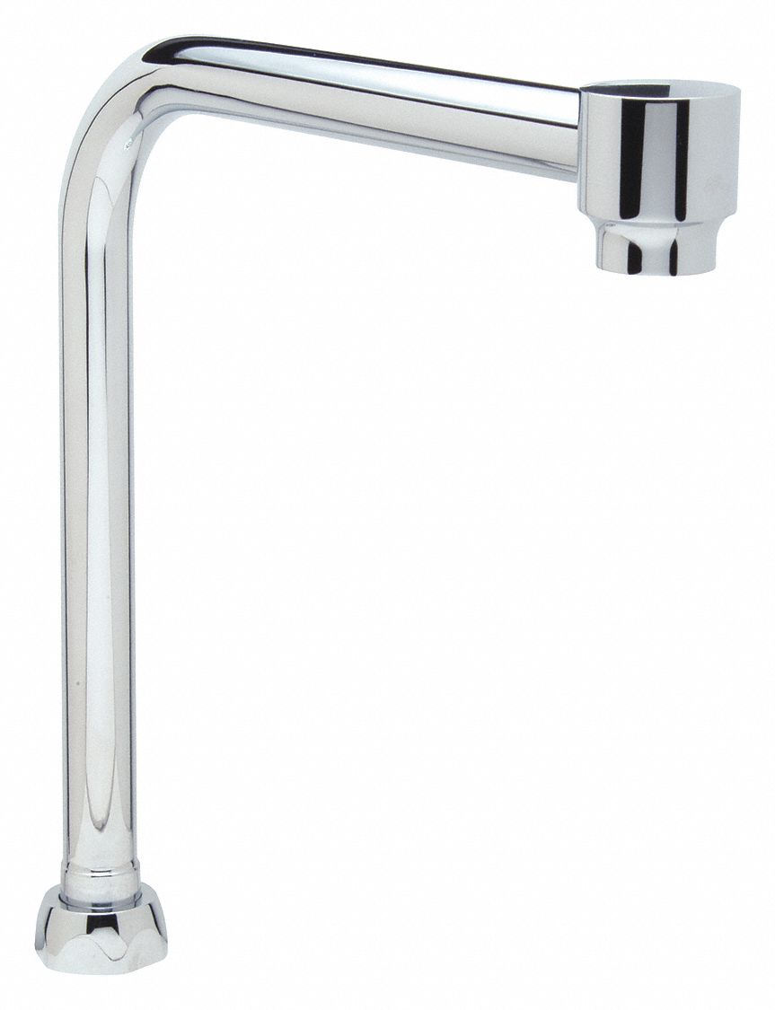 Spout: Spout, Straight, Brass, Chrome, 8 in Spout Reach