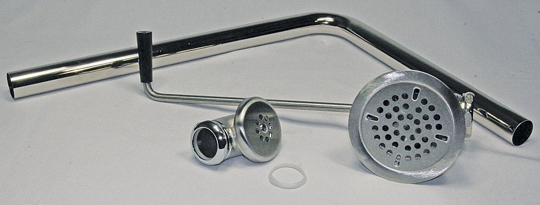 Drain Assembly: 4 3/8 in Overall Dia, 15 in Body Ht, 1 1/2 in Pipe Dia, Brass, Nickel, Sinks