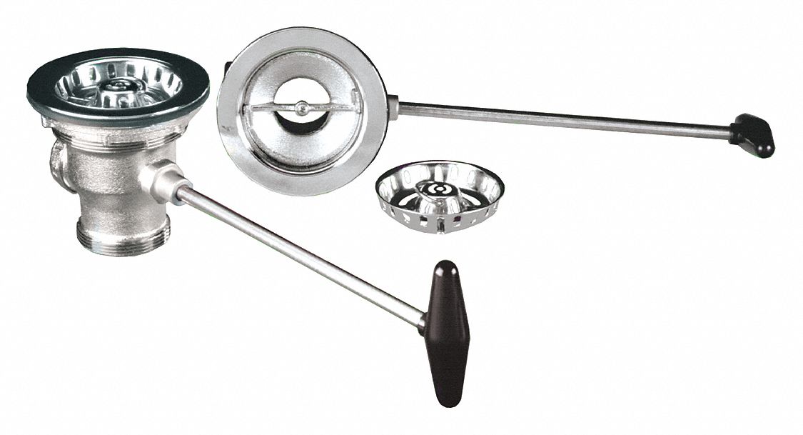 Drain Assembly: 4 3/8 in Overall Dia, 4 1/8 in Body Ht, 1 1/2 in Pipe Dia, Nickel Bronze