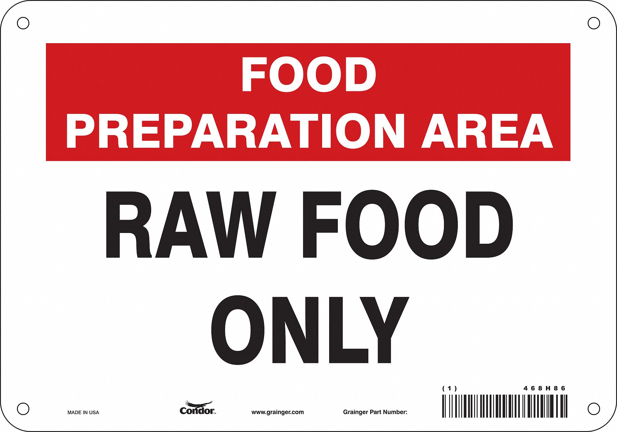 Safety Sign: Aluminum, Mounting Holes Sign Mounting, 7 in x 10 in Nominal Sign Size, 0.032 in Thick
