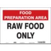 Food Preparation Area: Raw Food Only Signs
