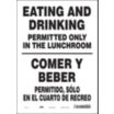 Eating And Drinking Permitted Only In The Lunchroom/Comer Y Beber Permitido, Solo En El Cuarto De Recreo Signs