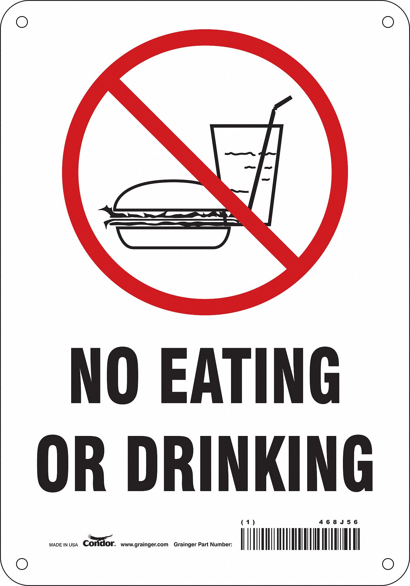 Safety Sign: Polyethylene, Mounting Holes Sign Mounting, 10 in x 7 in Nominal Sign Size