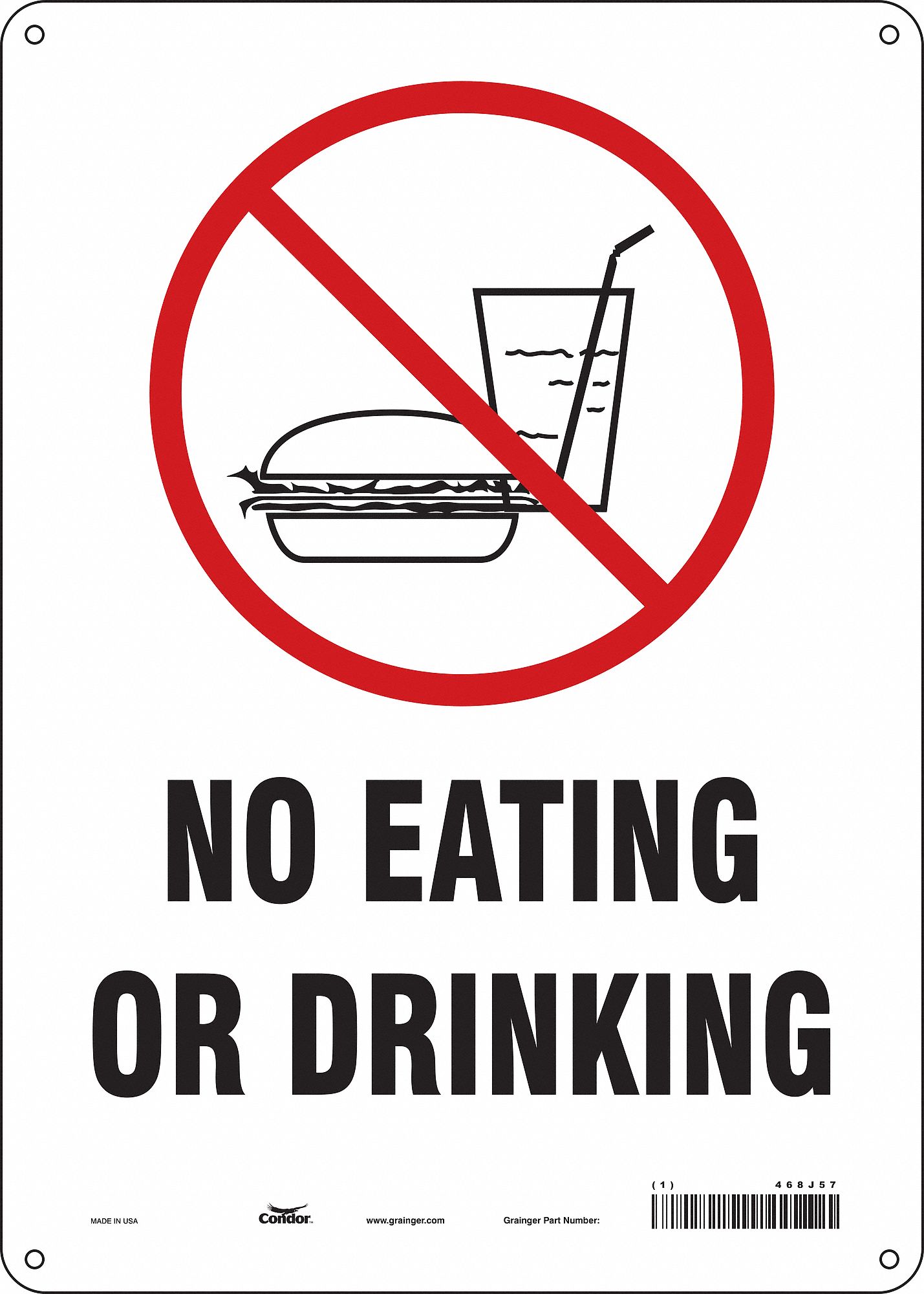 Safety Sign: Polyethylene, Mounting Holes Sign Mounting, 14 in x 10 in Nominal Sign Size