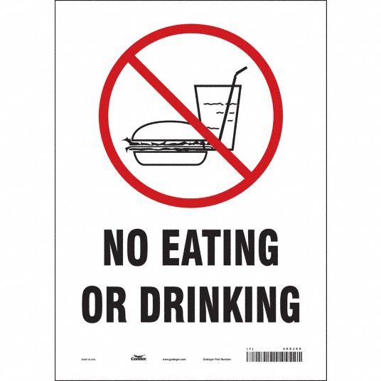 CONDOR Safety Sign, Sign Format Other Format, No Eating Or Drinking ...