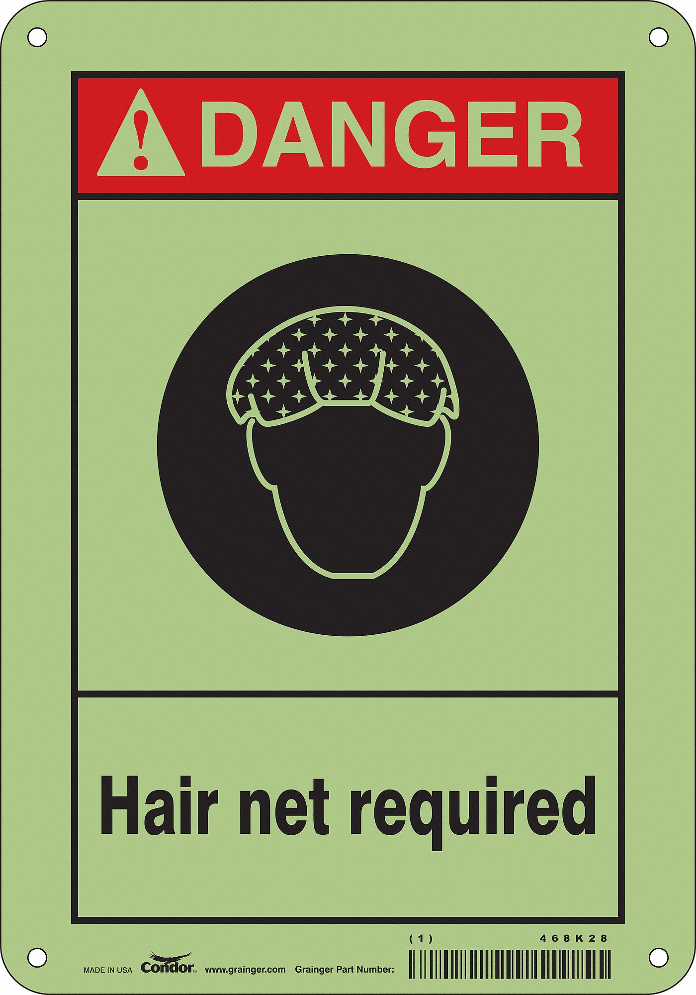 Safety Sign: Polyethylene, Mounting Holes Sign Mounting, 10 in x 7 in Nominal Sign Size