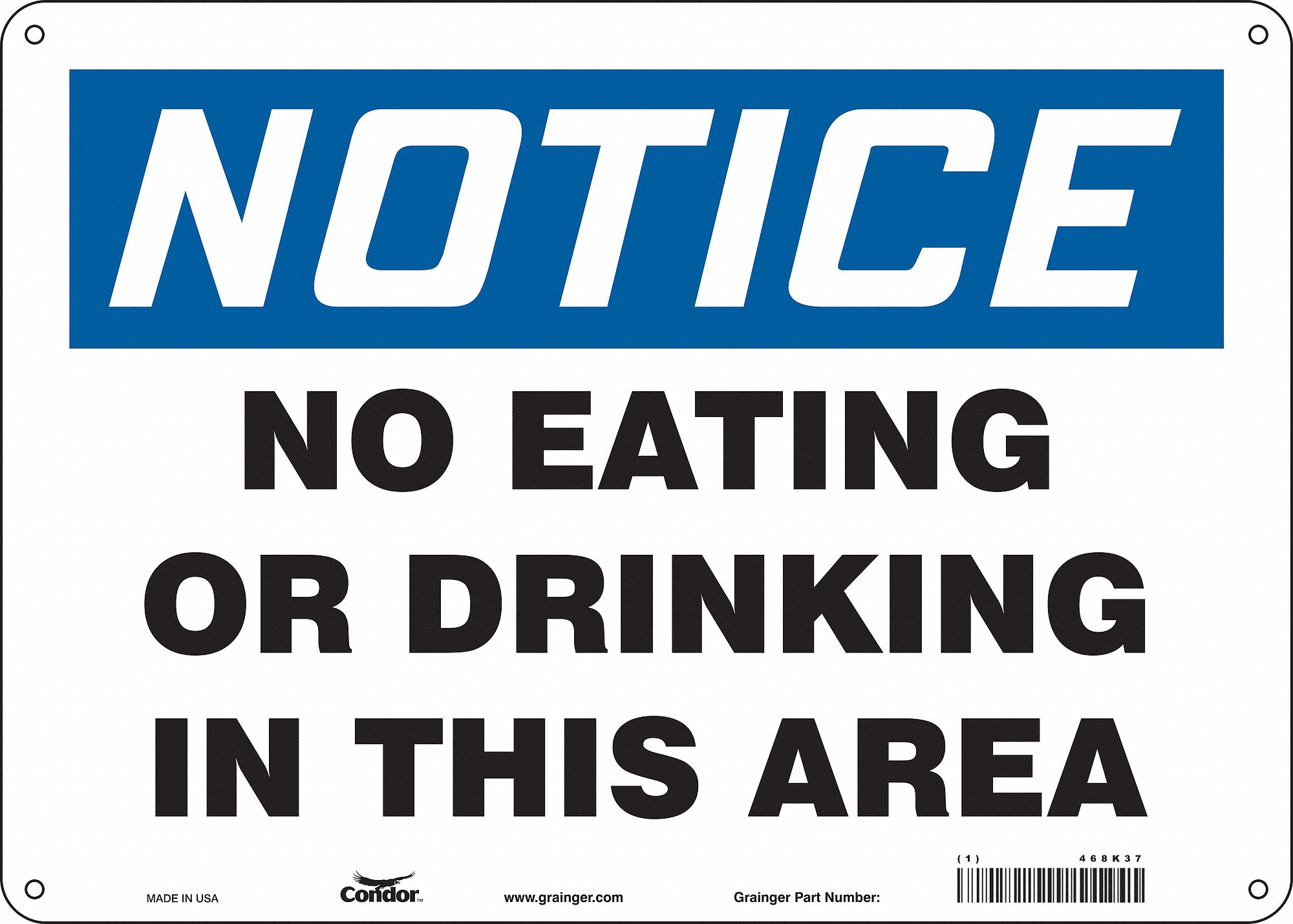 Safety Sign: Aluminum, Mounting Holes Sign Mounting, 10 in x 14 in Nominal Sign Size, 0.032 in Thick