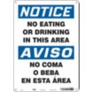 Notice/Aviso: No Eating Or Drinking In This Area/No Coma O Beba En Esta Area Signs