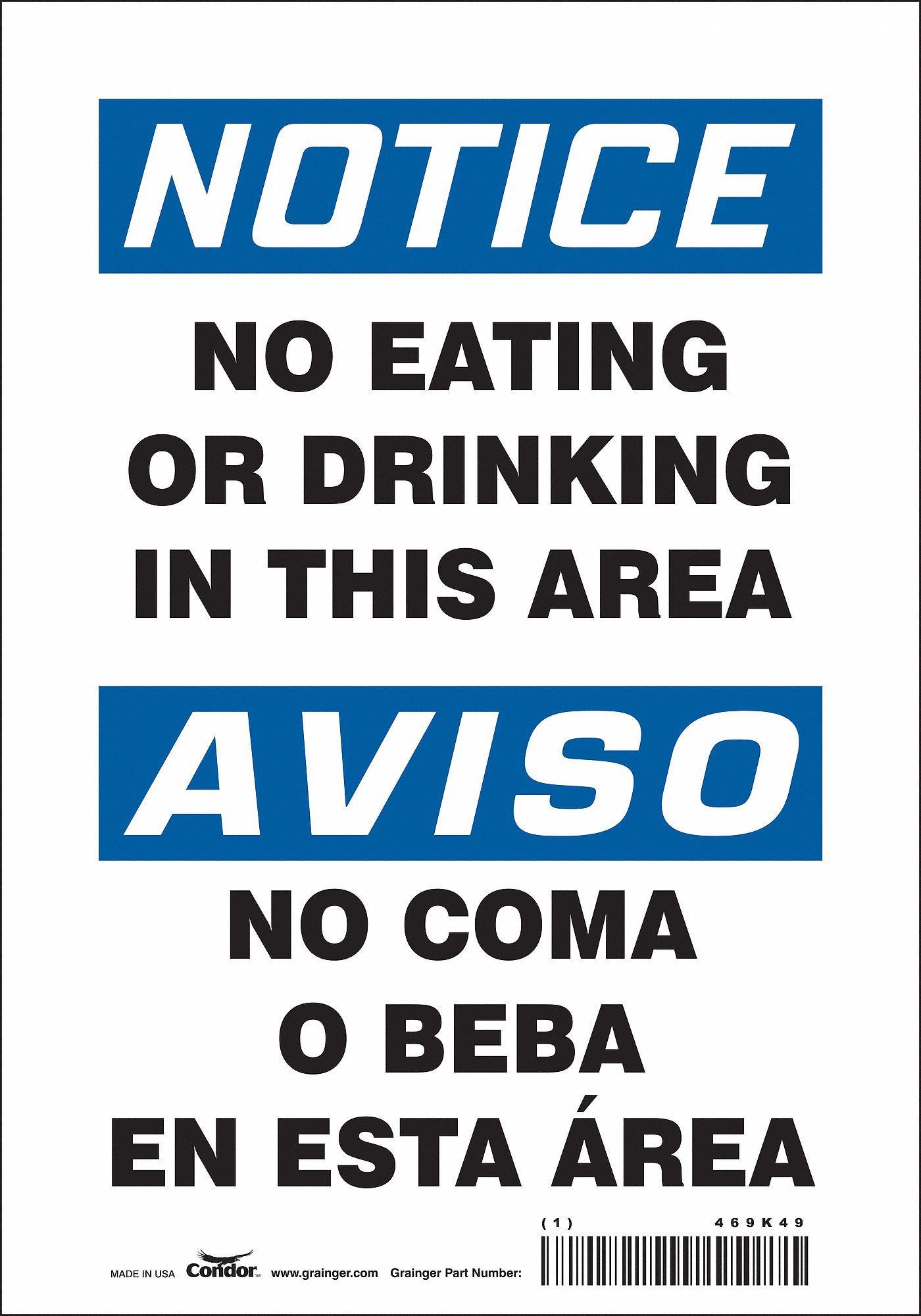 Safety Sign: Vinyl, Adhesive Sign Mounting, 10 in x 7 in Nominal Sign Size, Not Retroreflective