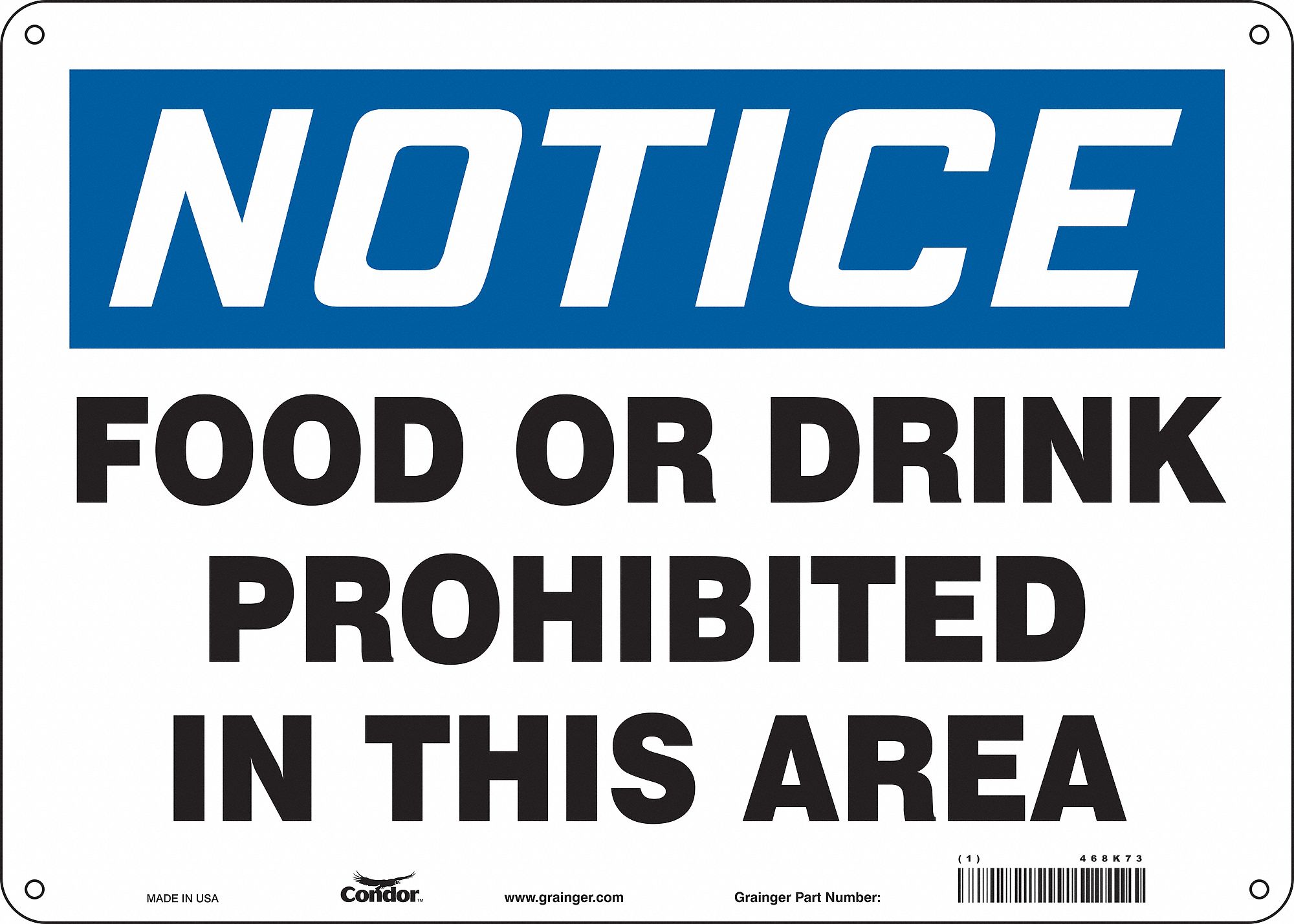 Safety Sign: Aluminum, Mounting Holes Sign Mounting, 10 in x 14 in Nominal Sign Size, 0.032 in Thick