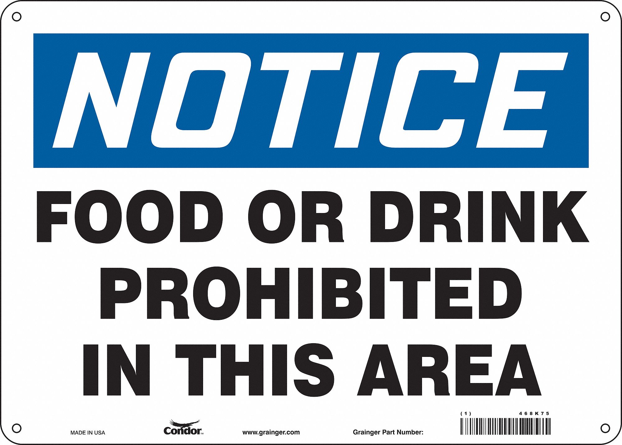 Safety Sign: Polyethylene, Mounting Holes Sign Mounting, 10 in x 14 in Nominal Sign Size