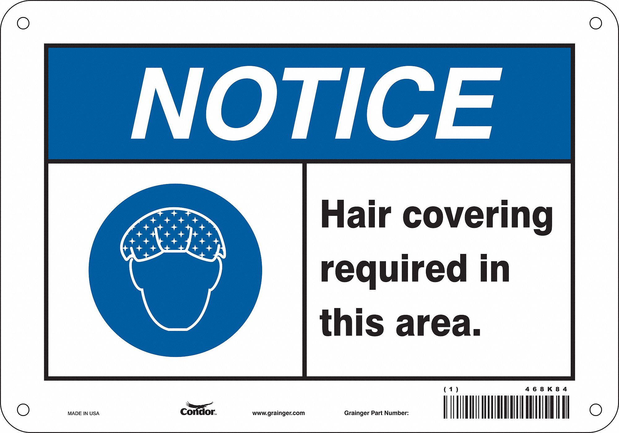 Safety Sign: Aluminum, Mounting Holes Sign Mounting, 7 in x 10 in Nominal Sign Size, 0.032 in Thick