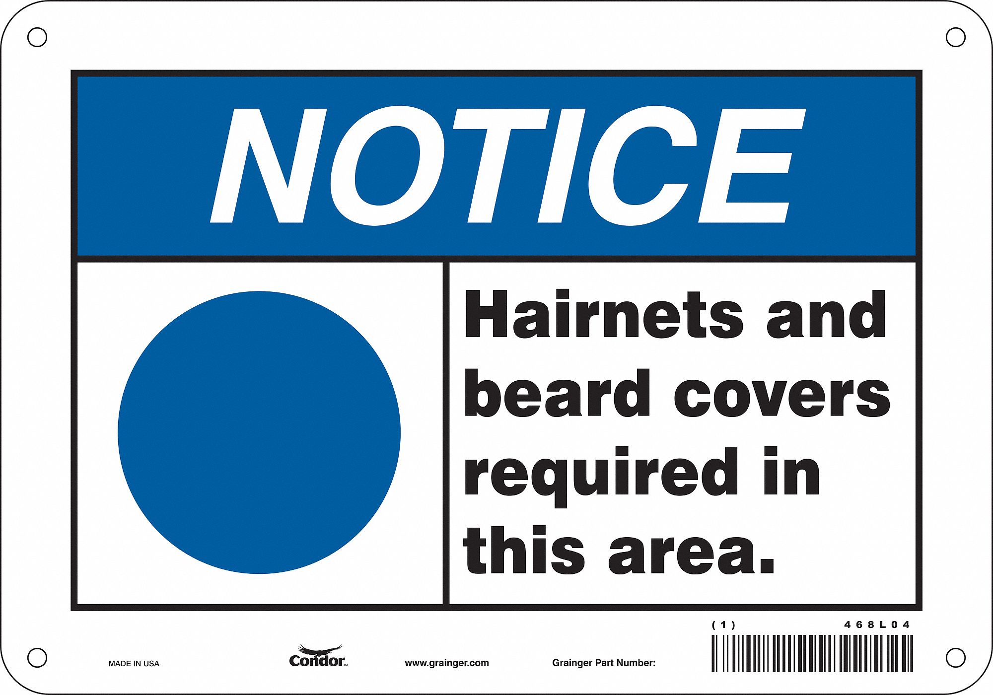 Safety Sign: Aluminum, Mounting Holes Sign Mounting, 7 in x 10 in Nominal Sign Size, 0.032 in Thick