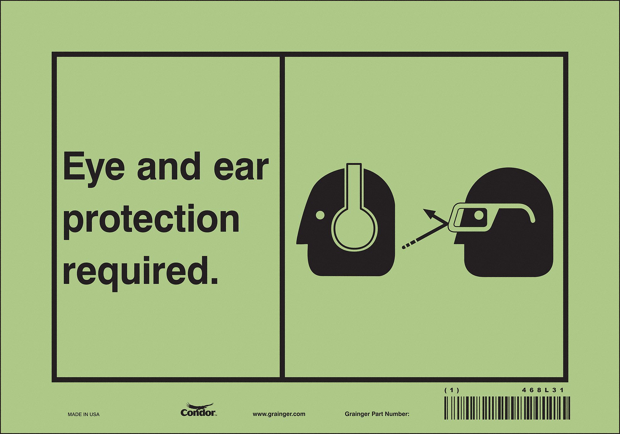 Safety Sign: Glow Vinyl, Adhesive Sign Mounting, 7 in x 10 in Nominal Sign Size, Not Retroreflective