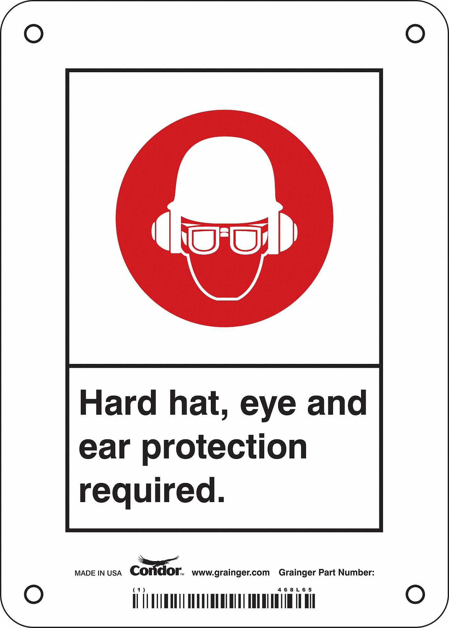 Safety Sign: Aluminum, Mounting Holes Sign Mounting, 7 in x 5 in Nominal Sign Size, 0.032 in Thick
