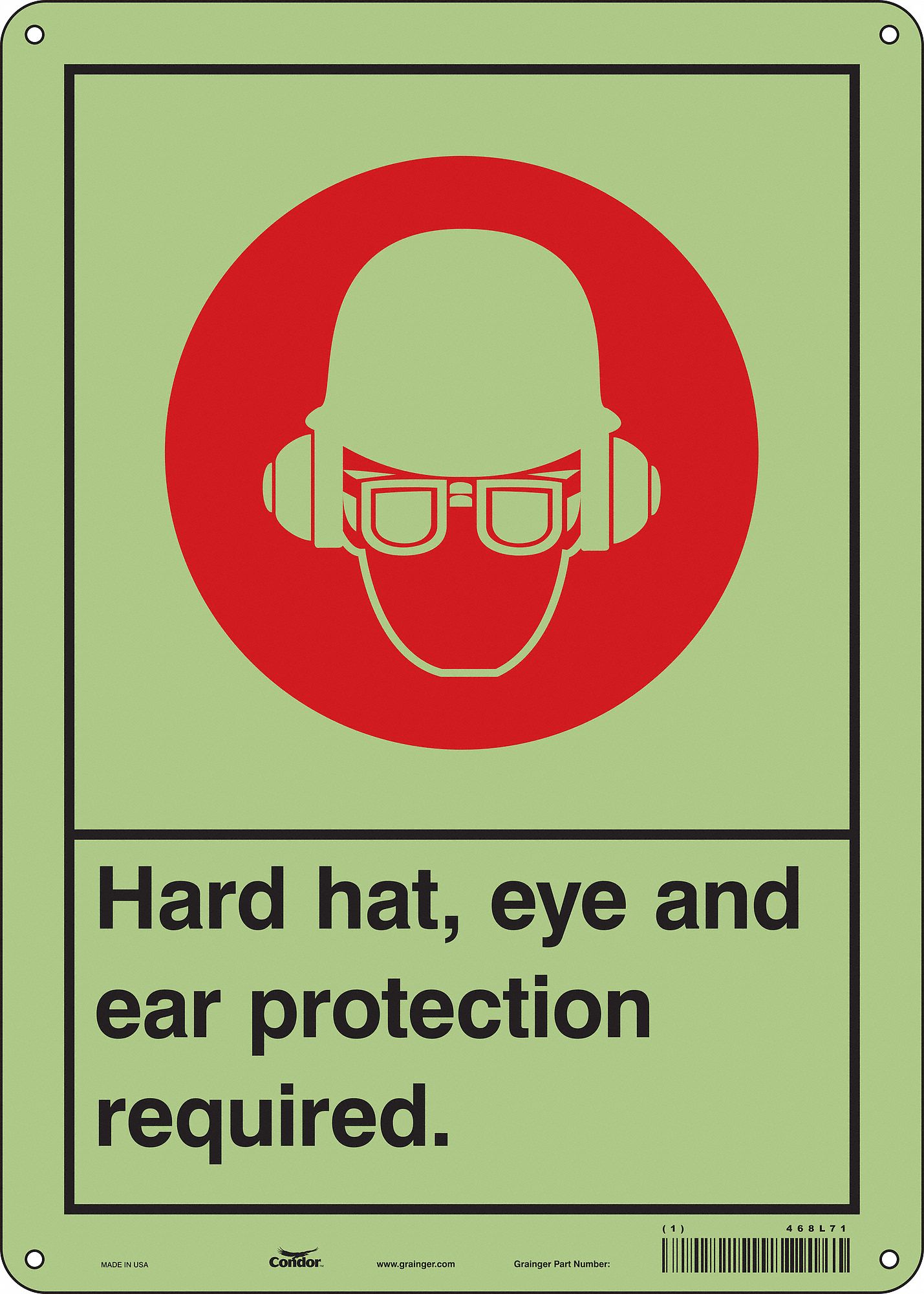 Safety Sign: Polyethylene, Mounting Holes Sign Mounting, 14 in x 10 in Nominal Sign Size, No Header