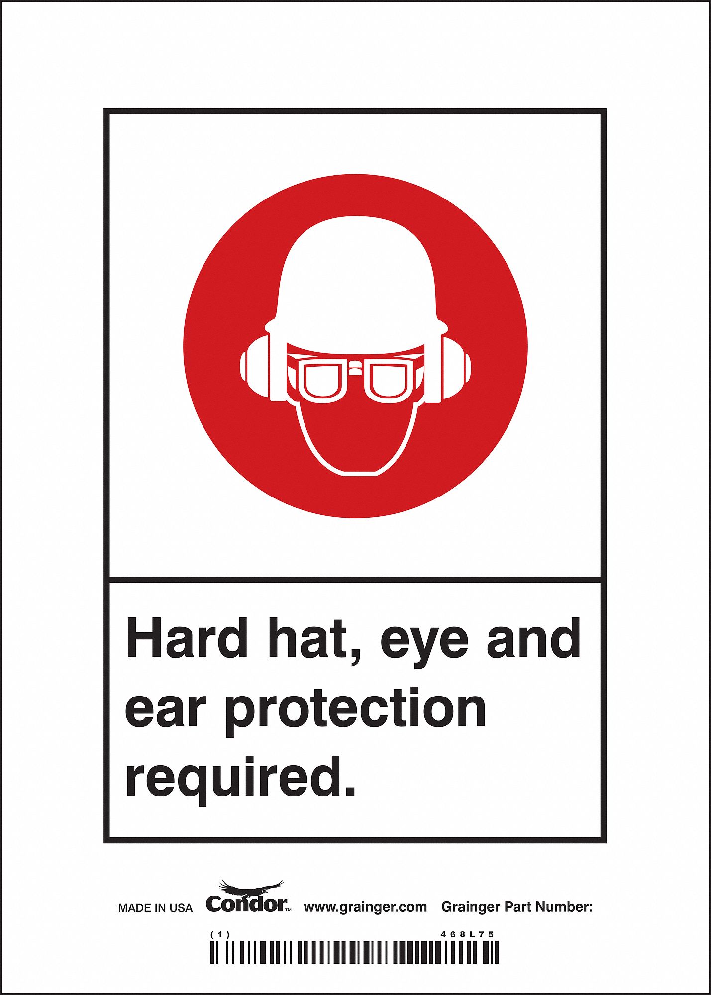 Safety Sign: Vinyl, Adhesive Sign Mounting, 7 in x 5 in Nominal Sign Size, Not Retroreflective