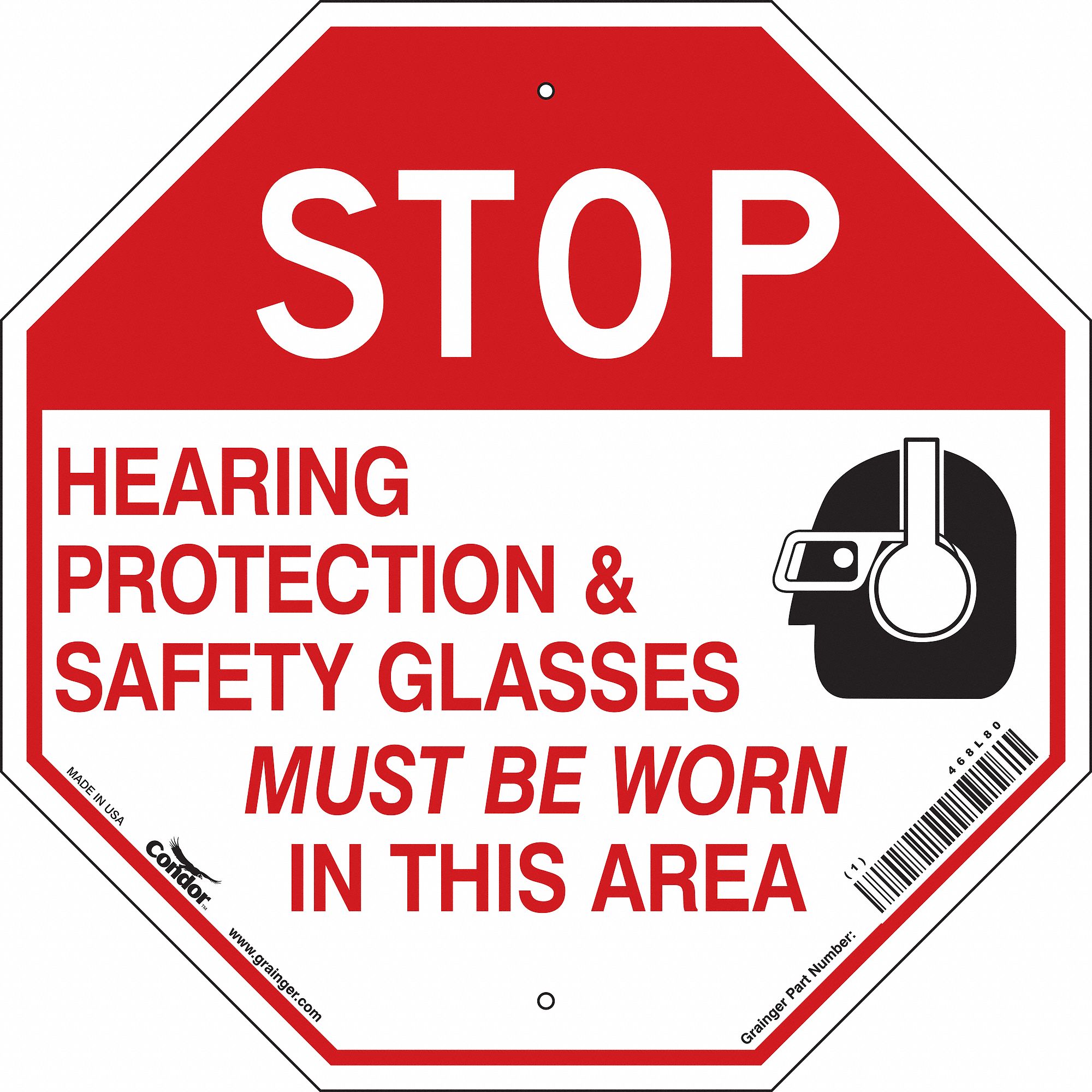 Safety Sign: Polyethylene, Mounting Holes Sign Mounting, 18 in x 18 in Nominal Sign Size