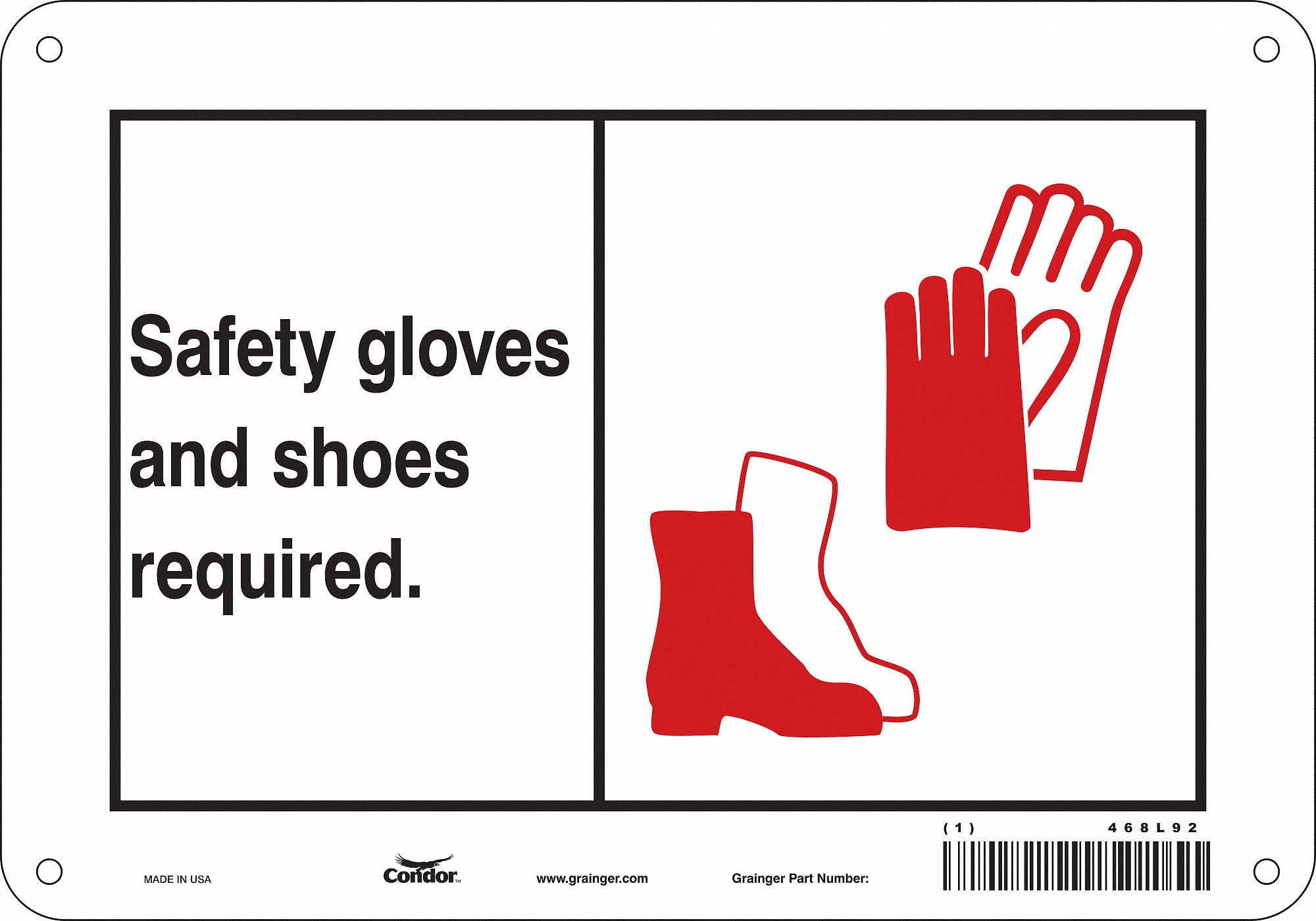 Safety Sign, 7 in x 10 in, Polyethylene