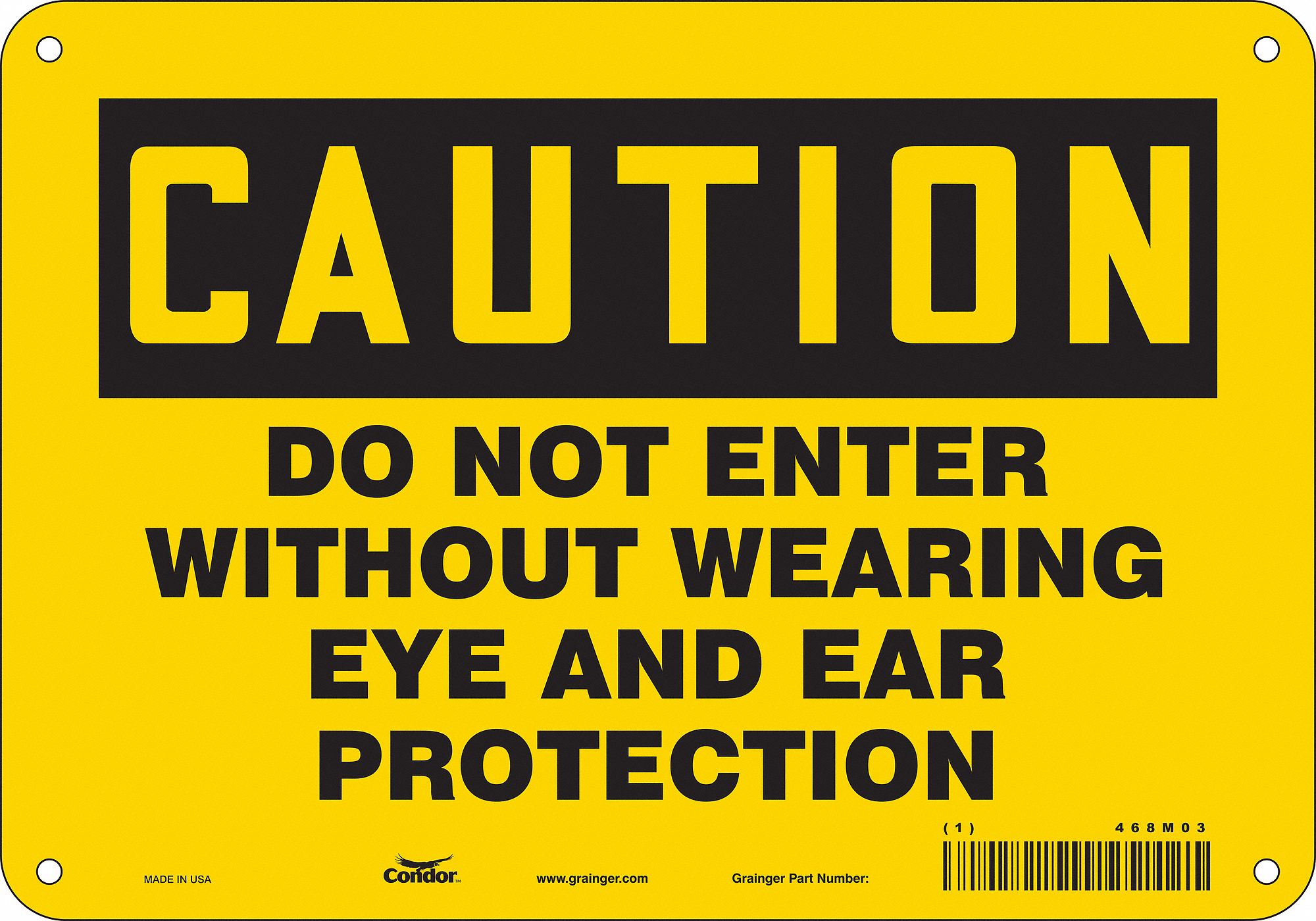 Safety Sign: Polyethylene, Mounting Holes Sign Mounting, 7 in x 10 in Nominal Sign Size, Caution