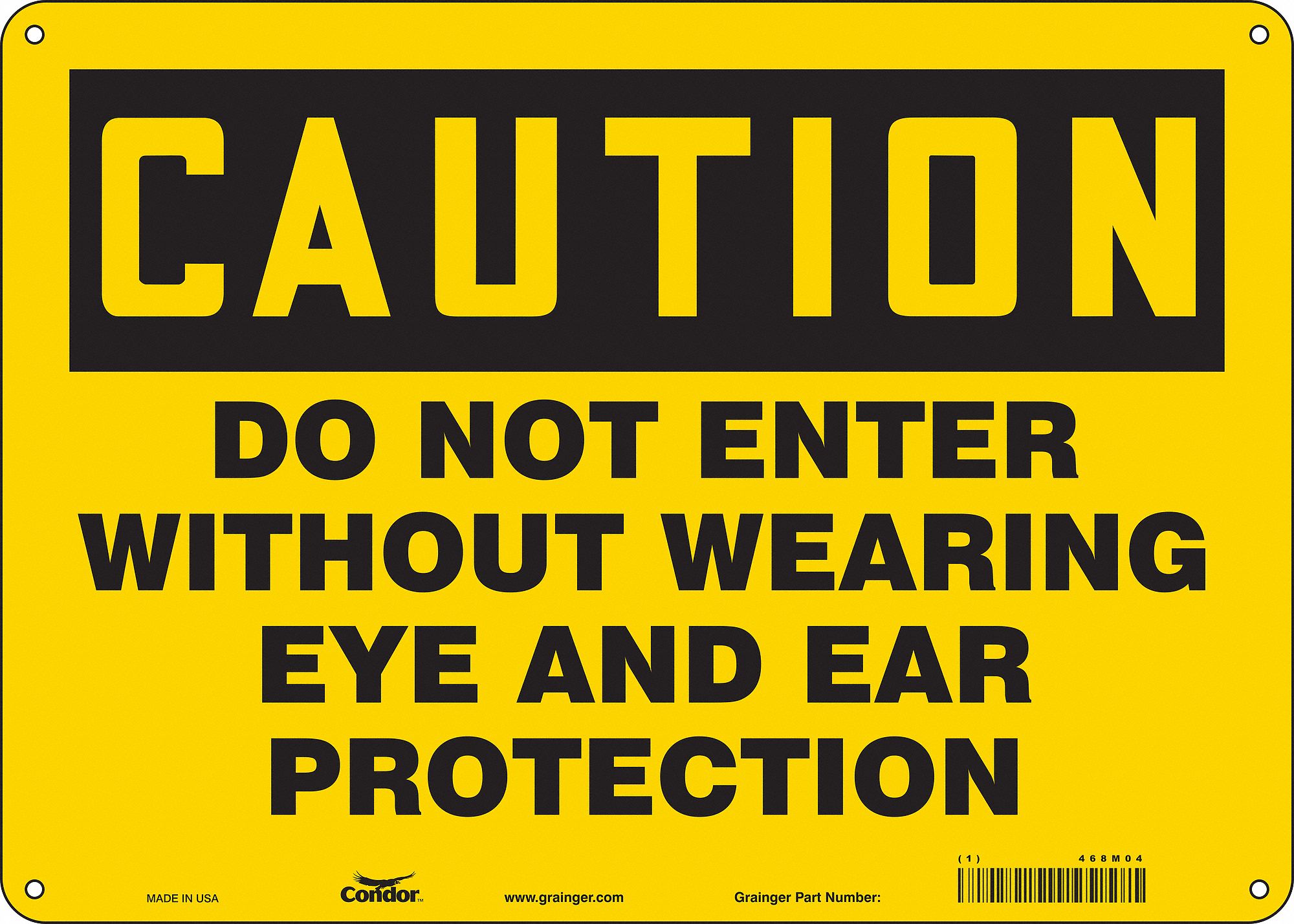 Safety Sign: Polyethylene, Mounting Holes Sign Mounting, 10 in x 14 in Nominal Sign Size, Caution