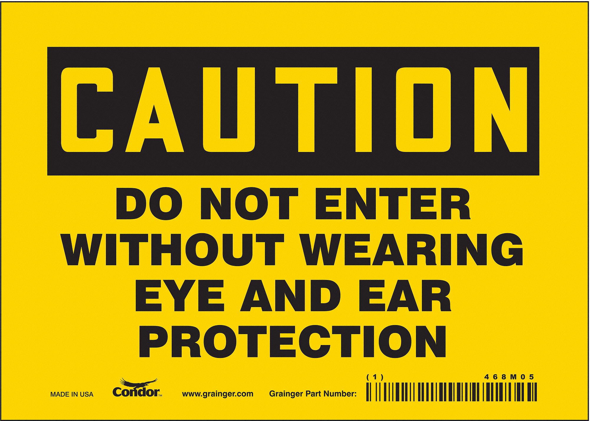 Safety Sign: Vinyl, Adhesive Sign Mounting, 5 in x 7 in Nominal Sign Size, Not Retroreflective, Wall