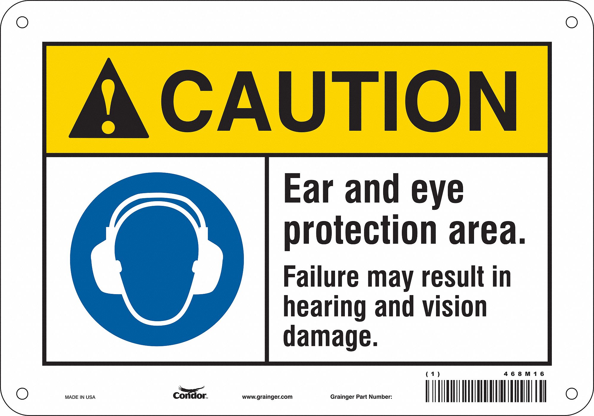 Safety Sign: Aluminum, Mounting Holes Sign Mounting, 7 in x 10 in Nominal Sign Size, 0.032 in Thick