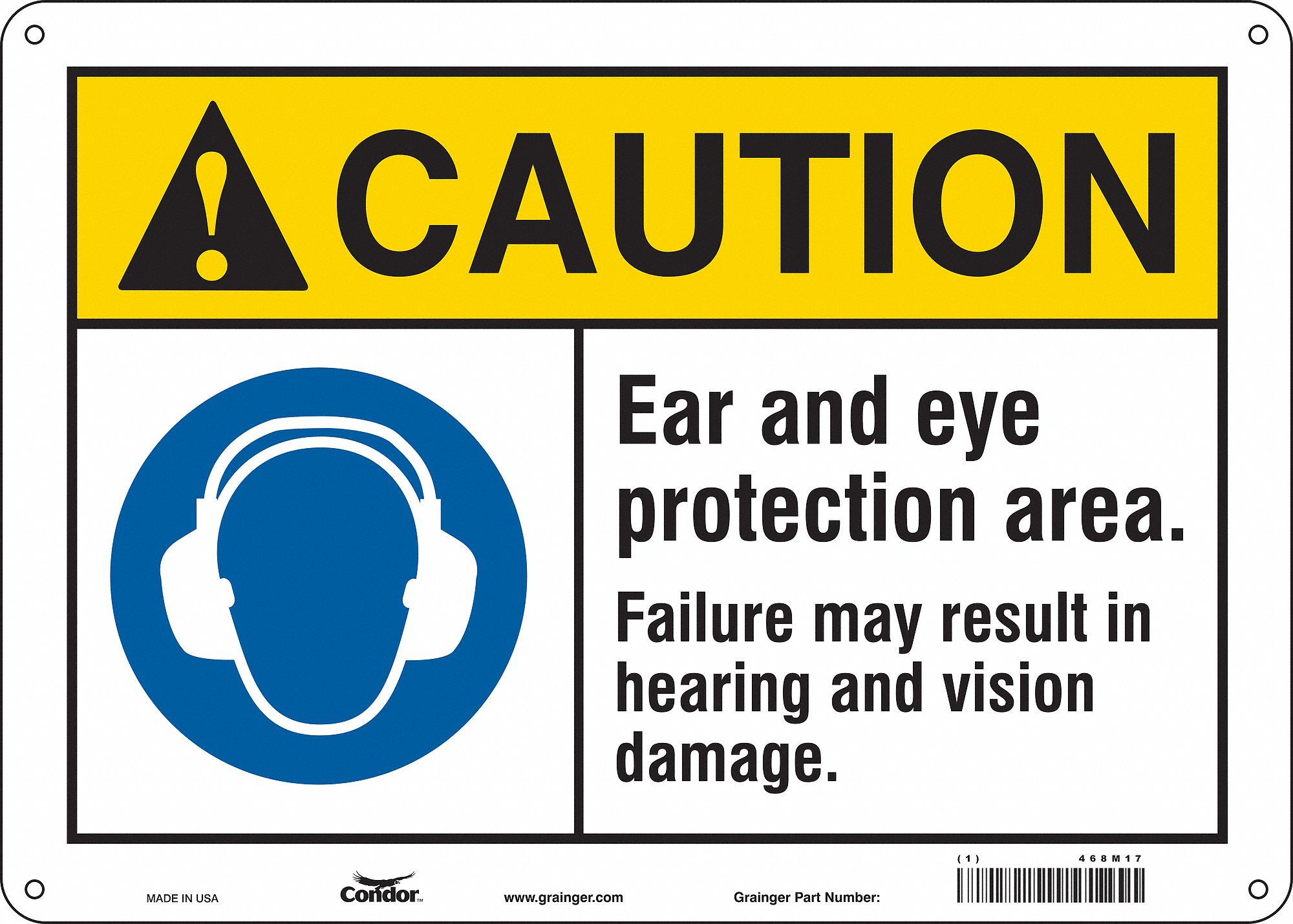 Safety Sign: Aluminum, Mounting Holes Sign Mounting, 10 in x 14 in Nominal Sign Size, 0.032 in Thick