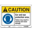 Caution: Ear And Eye Protection Area. Failure May Result In Hearing And Vision Damage. Signs