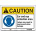 Caution: Ear And Eye Protection Area. Failure May Result In Hearing And Vision Damage. Signs