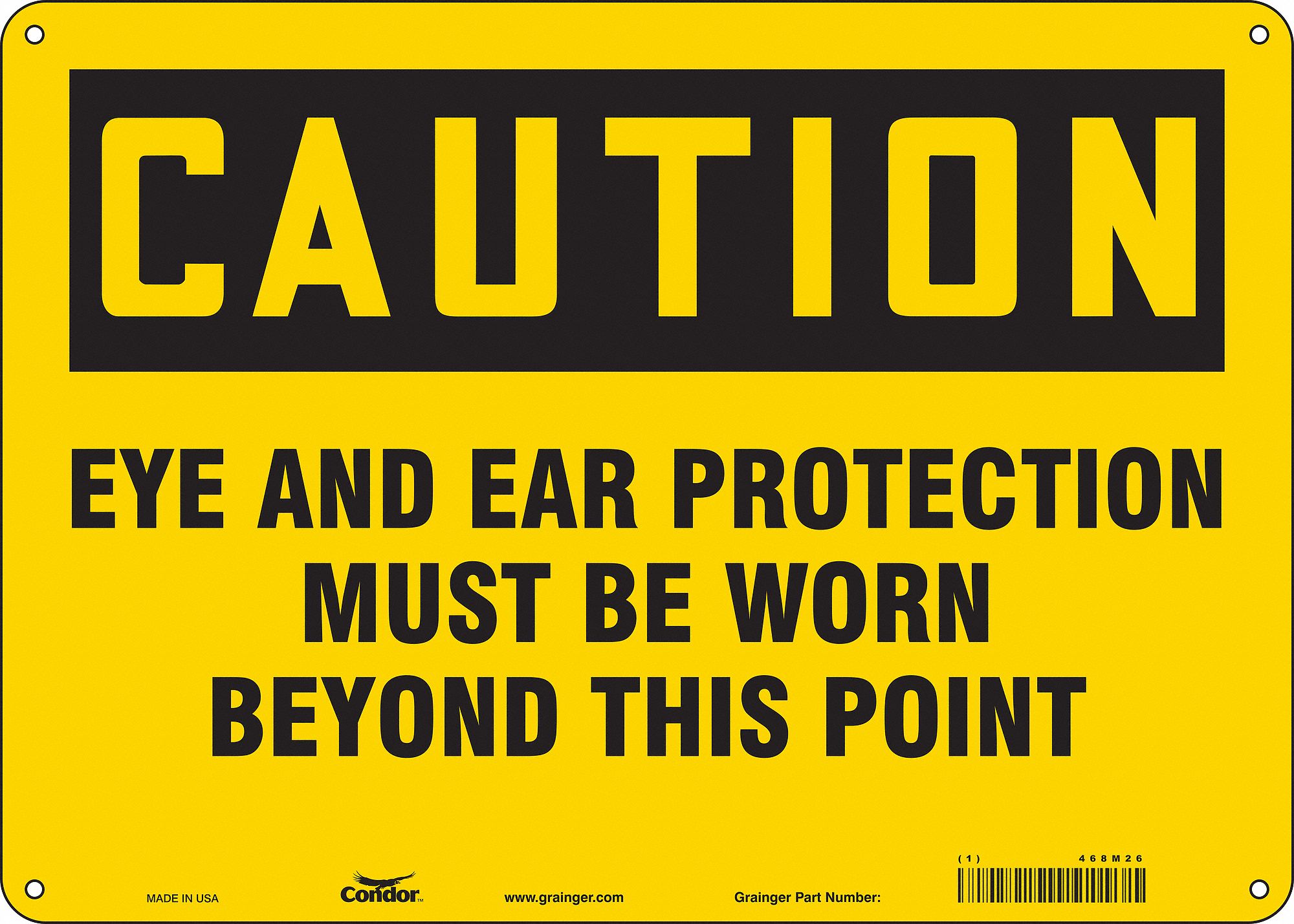 Safety Sign: Polyethylene, Mounting Holes Sign Mounting, 10 in x 14 in Nominal Sign Size, Caution
