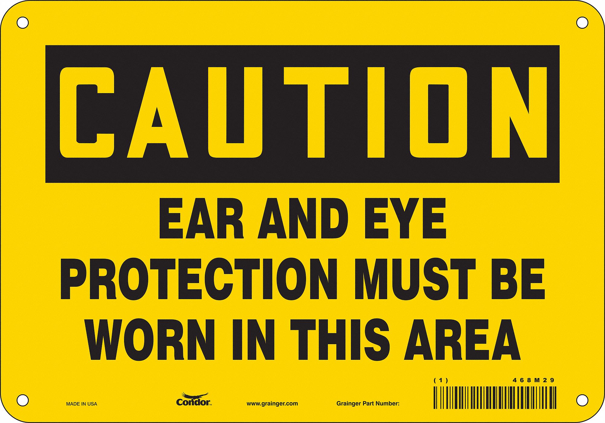 Safety Sign: Aluminum, Mounting Holes Sign Mounting, 7 in x 10 in Nominal Sign Size, 0.032 in Thick