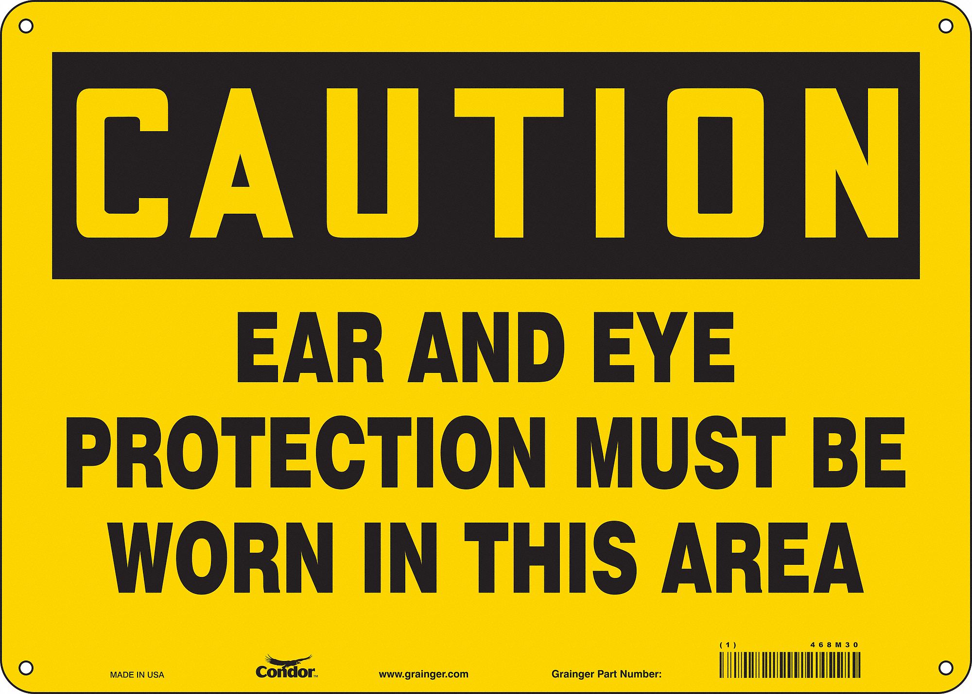 Safety Sign: Aluminum, Mounting Holes Sign Mounting, 10 in x 14 in Nominal Sign Size, 0.032 in Thick