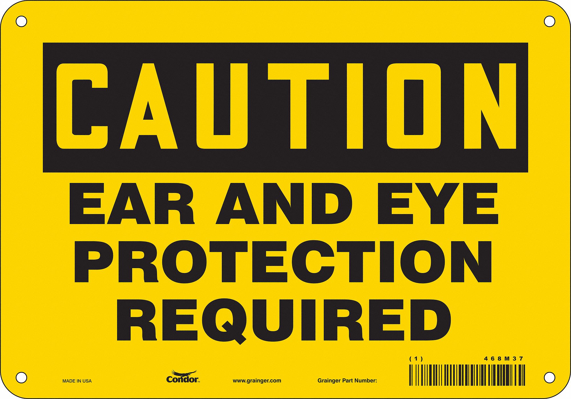 Safety Sign: Aluminum, Mounting Holes Sign Mounting, 7 in x 10 in Nominal Sign Size, 0.032 in Thick