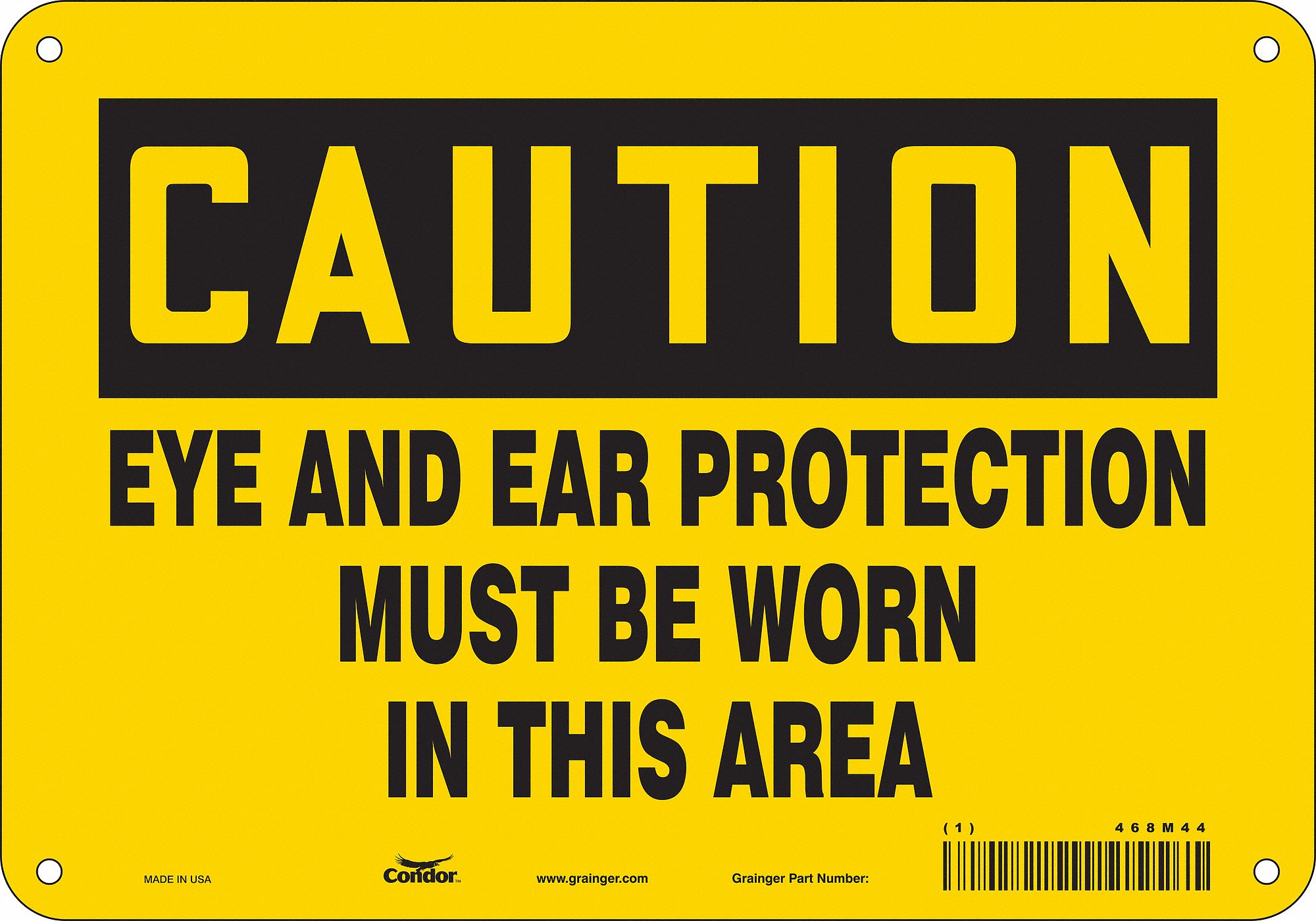 Safety Sign: Aluminum, Mounting Holes Sign Mounting, 7 in x 10 in Nominal Sign Size, 0.032 in Thick