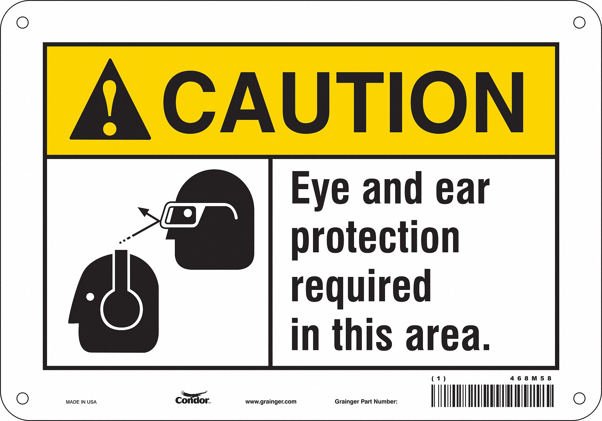 Safety Sign: Aluminum, Mounting Holes Sign Mounting, 7 in x 10 in Nominal Sign Size, 0.032 in Thick