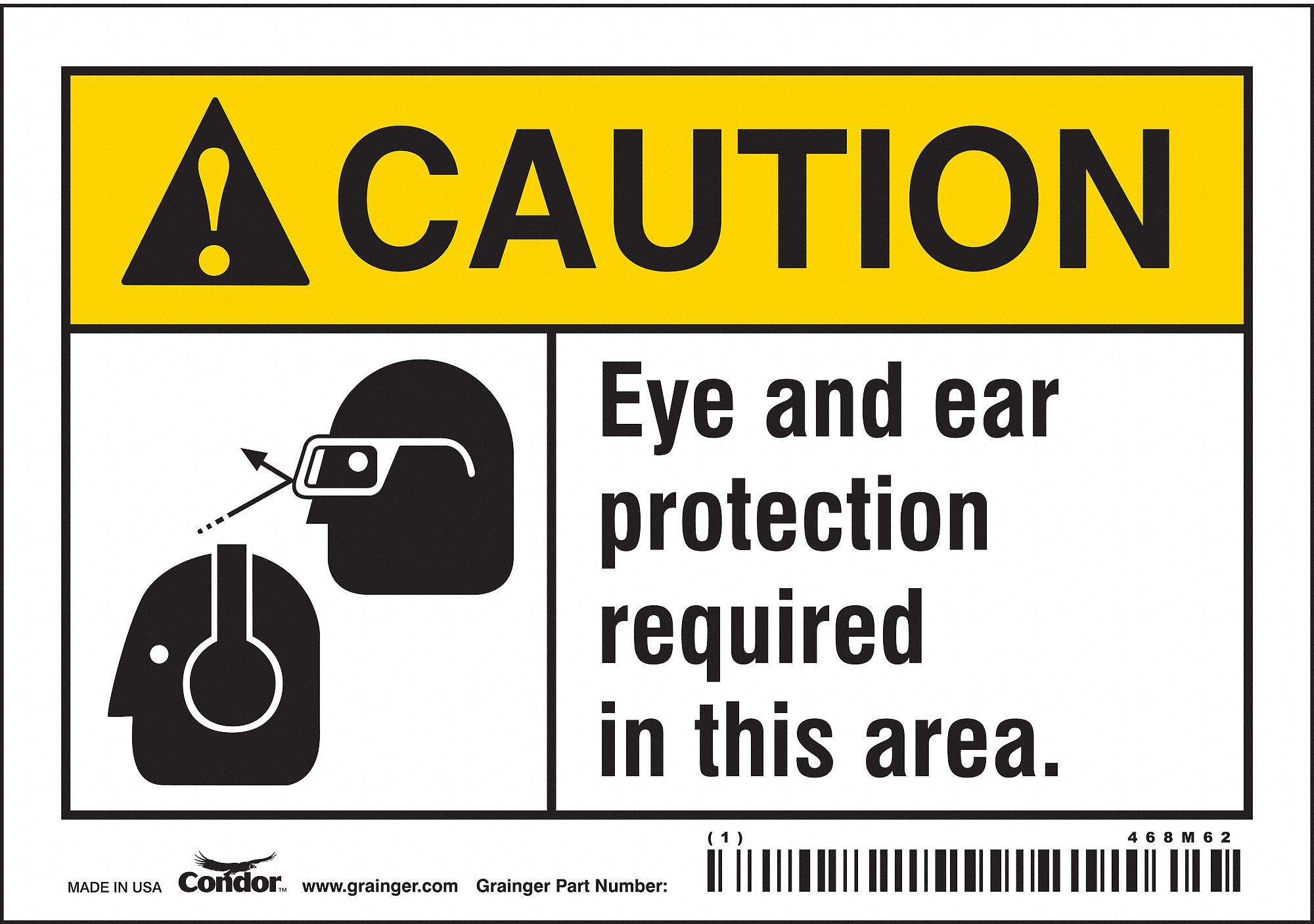 Safety Sign: Vinyl, Adhesive Sign Mounting, 3 1/2 in x 5 in Nominal Sign Size, Not Retroreflective