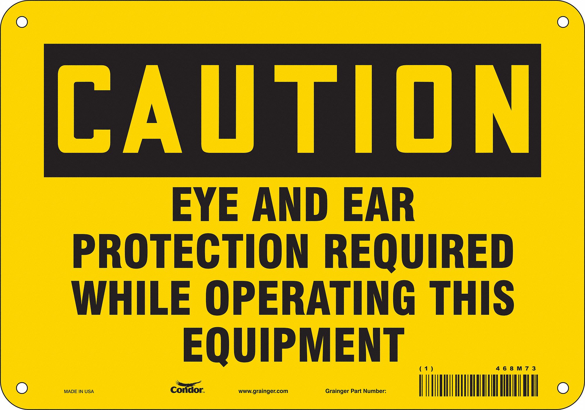 Safety Sign: Polyethylene, Mounting Holes Sign Mounting, 7 in x 10 in Nominal Sign Size, Caution