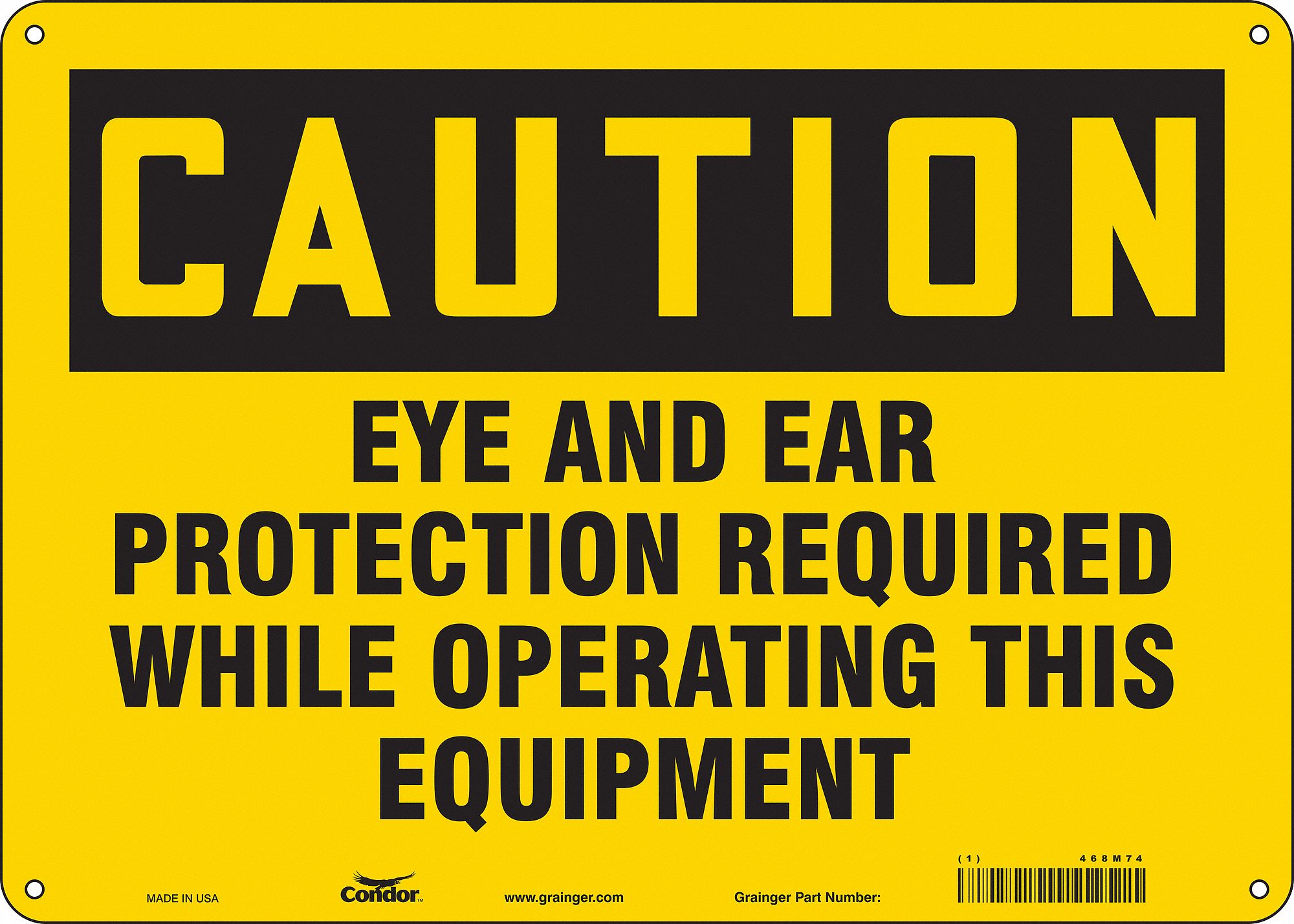 Safety Sign: Polyethylene, Mounting Holes Sign Mounting, 10 in x 14 in Nominal Sign Size, Caution