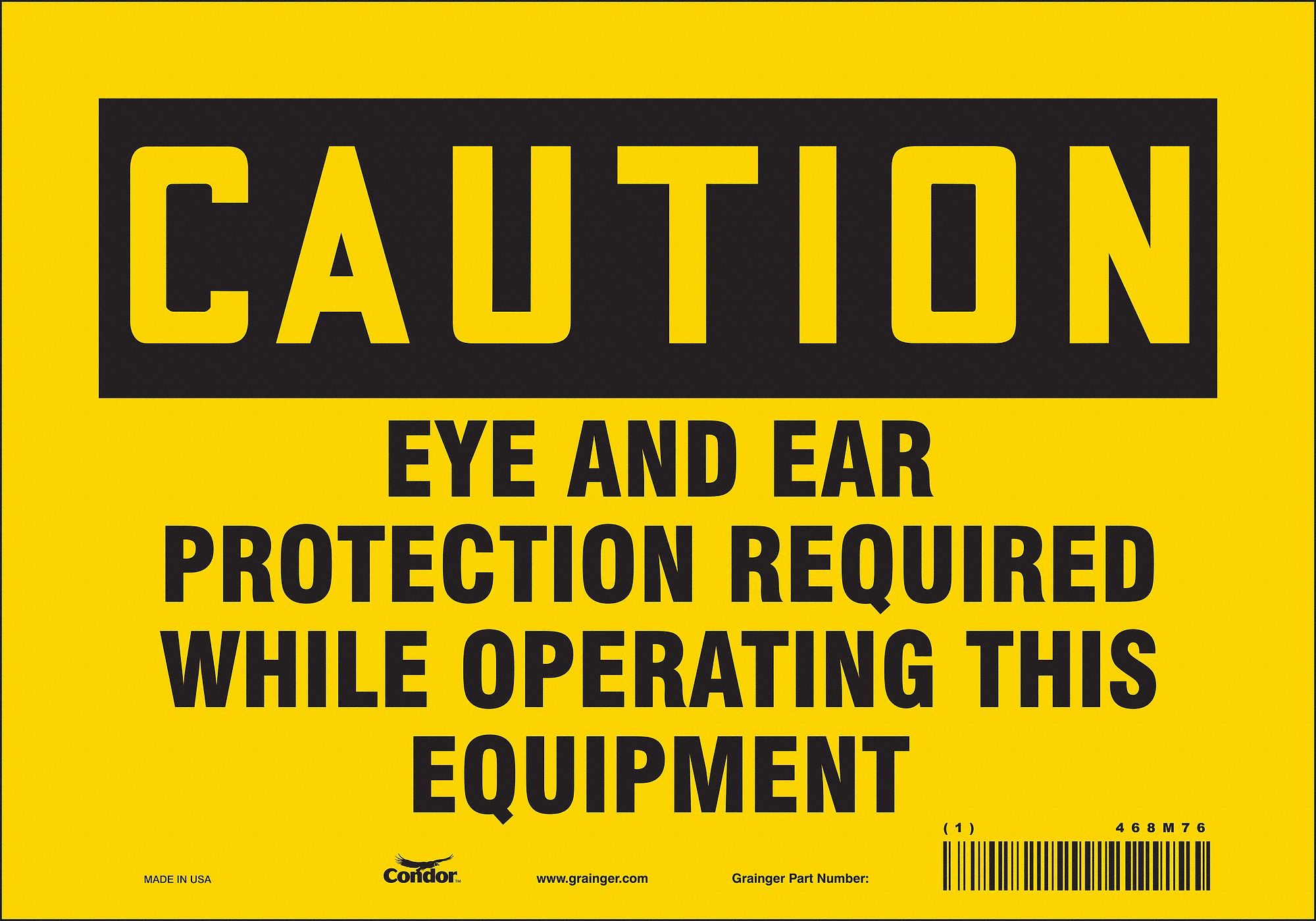 Safety Sign: Vinyl, Adhesive Sign Mounting, 7 in x 10 in Nominal Sign Size, Not Retroreflective